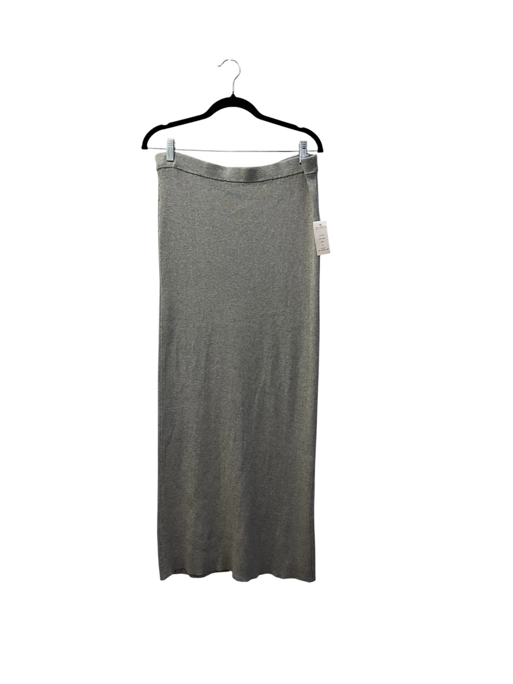NWT Olive & Oak Gray Ribbed Knit Back Slit Maxi Skirt